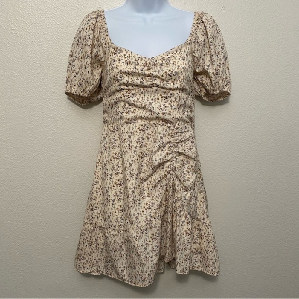 Ditsy Floral Babydoll Puff Sleeve Mini Dress Small‎ Soft Girl Feminine Romantic